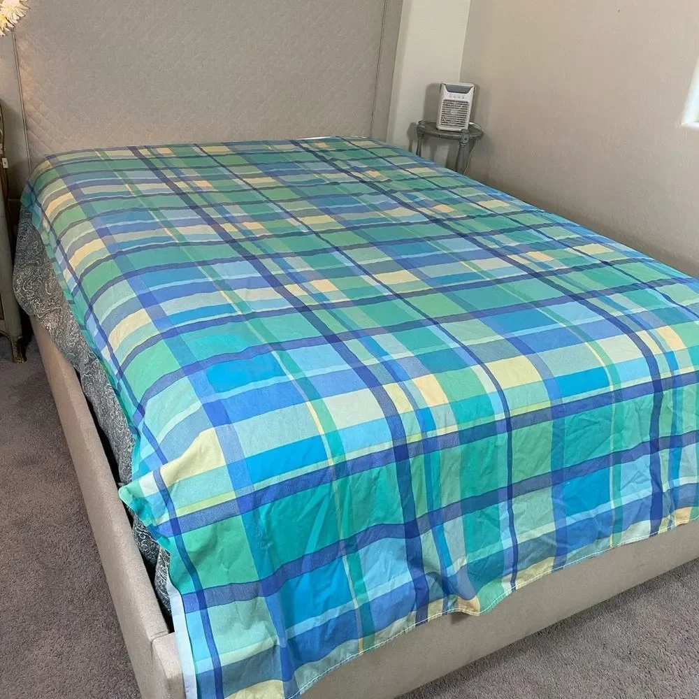 Wamsutta Blue and Green Plaid Bedding Sheet